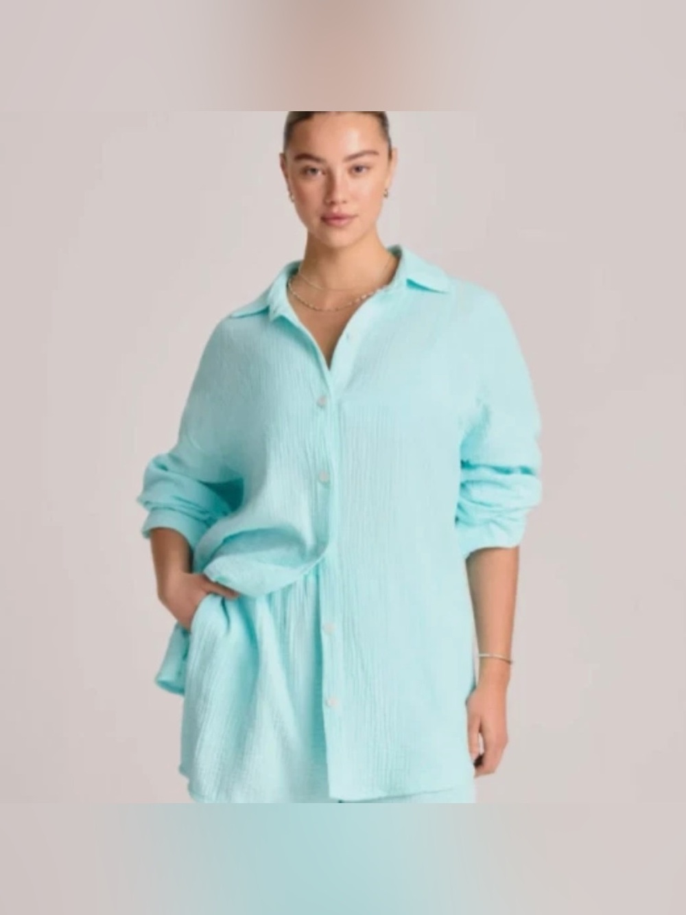 Vitamin A Playa Oversize Gauze Short Set Aqua /Blue